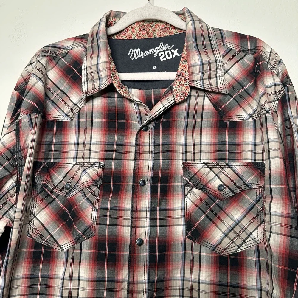 Wrangler 20X‎ Twenty X Western Plaid Pearl Snap Shirt MJ1246M Size Mens XL